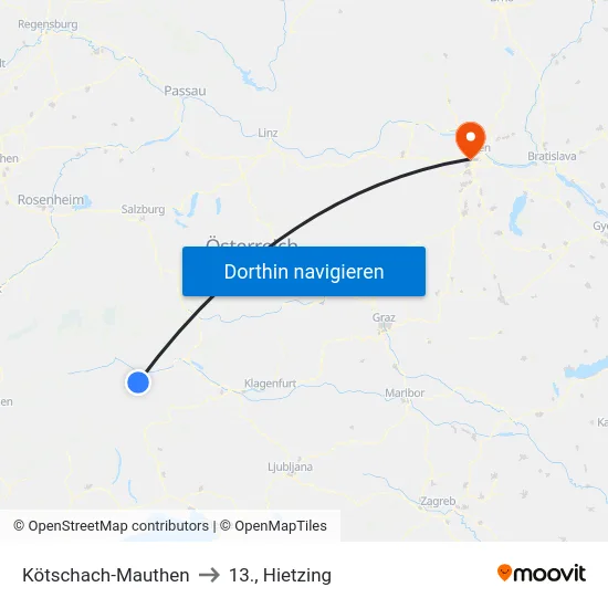 Kötschach-Mauthen to 13., Hietzing map