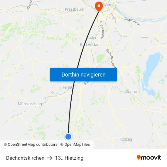 Dechantskirchen to 13., Hietzing map