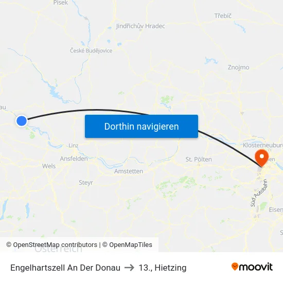 Engelhartszell An Der Donau to 13., Hietzing map