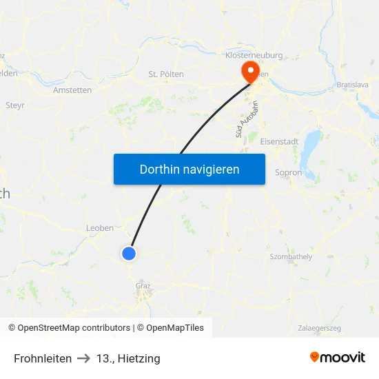Frohnleiten to 13., Hietzing map