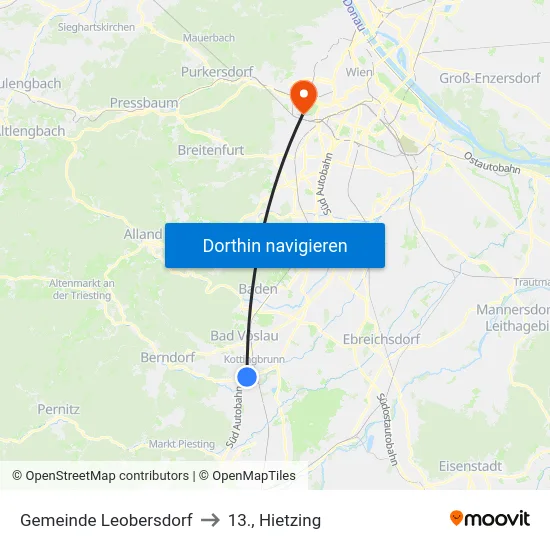Gemeinde Leobersdorf to 13., Hietzing map