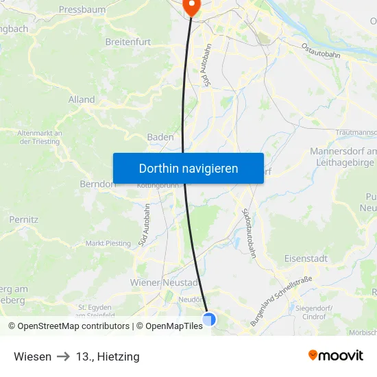 Wiesen to 13., Hietzing map