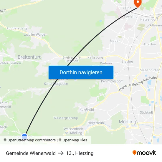 Gemeinde Wienerwald to 13., Hietzing map
