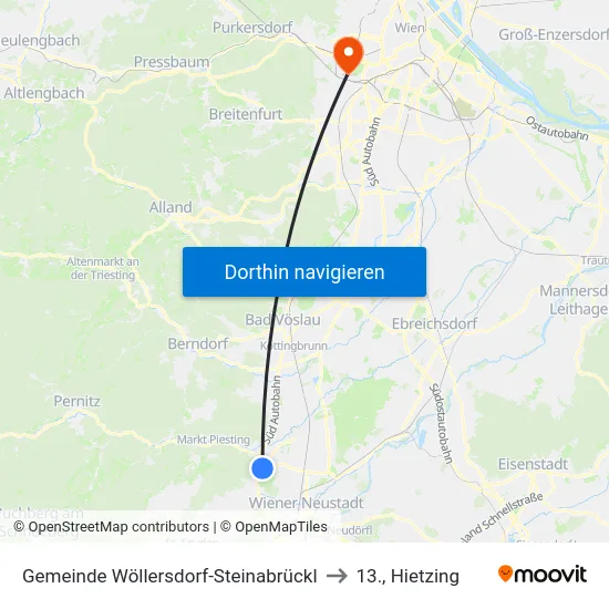 Gemeinde Wöllersdorf-Steinabrückl to 13., Hietzing map
