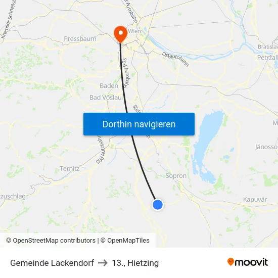 Gemeinde Lackendorf to 13., Hietzing map