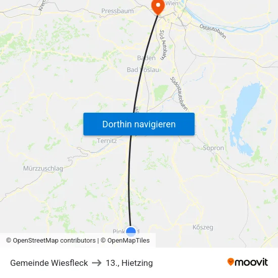 Gemeinde Wiesfleck to 13., Hietzing map