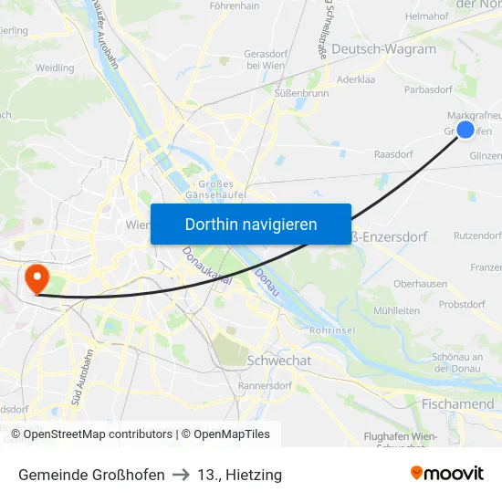 Gemeinde Großhofen to 13., Hietzing map