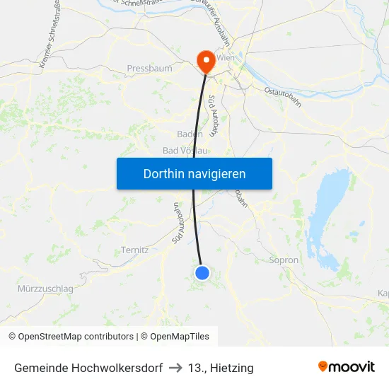 Gemeinde Hochwolkersdorf to 13., Hietzing map