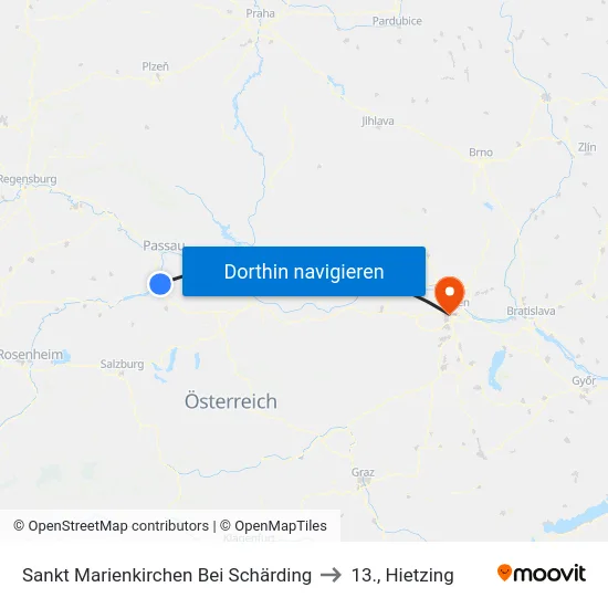 Sankt Marienkirchen Bei Schärding to 13., Hietzing map