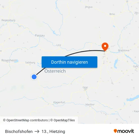 Bischofshofen to 13., Hietzing map