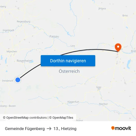 Gemeinde Fügenberg to 13., Hietzing map