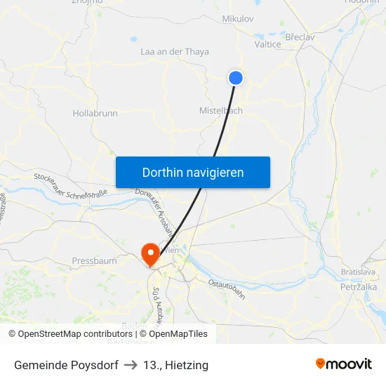 Gemeinde Poysdorf to 13., Hietzing map