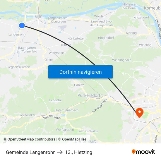 Gemeinde Langenrohr to 13., Hietzing map