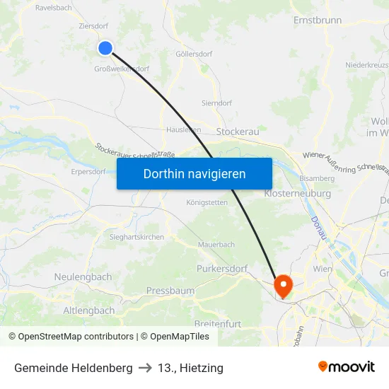 Gemeinde Heldenberg to 13., Hietzing map