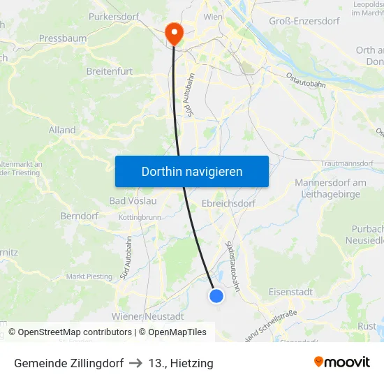 Gemeinde Zillingdorf to 13., Hietzing map