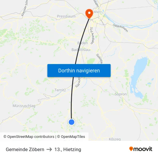 Gemeinde Zöbern to 13., Hietzing map