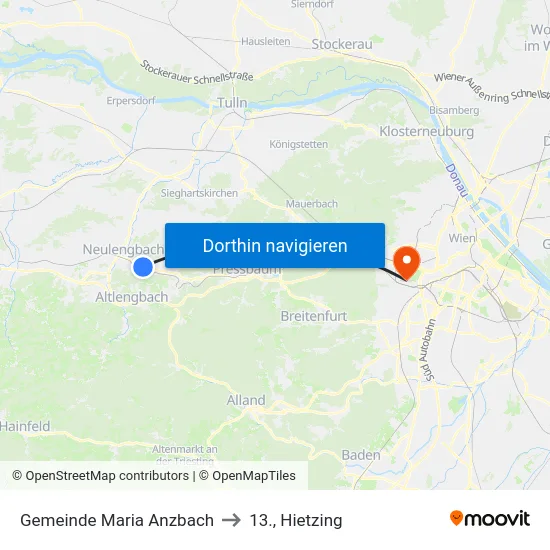 Gemeinde Maria Anzbach to 13., Hietzing map