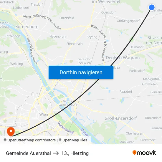 Gemeinde Auersthal to 13., Hietzing map