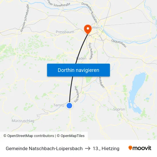 Gemeinde Natschbach-Loipersbach to 13., Hietzing map