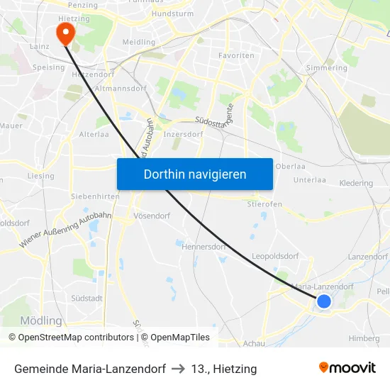 Gemeinde Maria-Lanzendorf to 13., Hietzing map