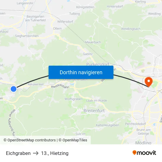 Eichgraben to 13., Hietzing map