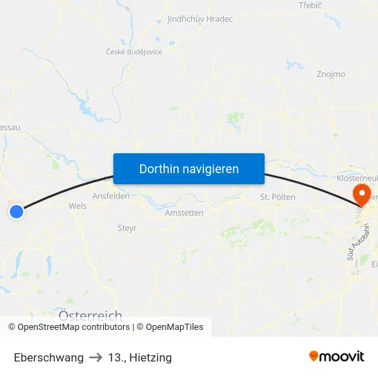 Eberschwang to 13., Hietzing map