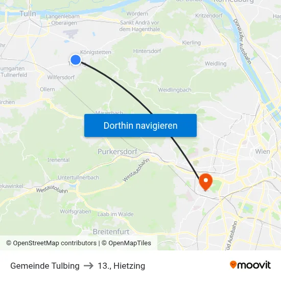 Gemeinde Tulbing to 13., Hietzing map