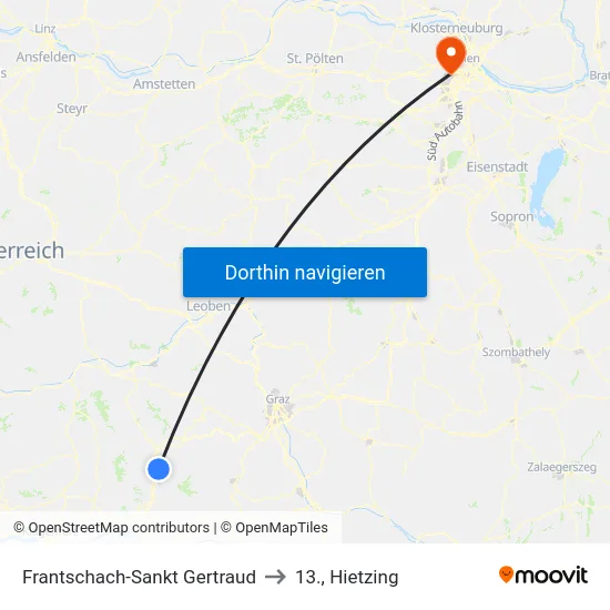 Frantschach-Sankt Gertraud to 13., Hietzing map