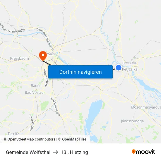 Gemeinde Wolfsthal to 13., Hietzing map