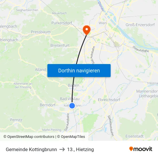 Gemeinde Kottingbrunn to 13., Hietzing map