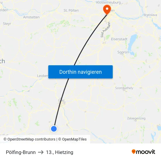 Pölfing-Brunn to 13., Hietzing map
