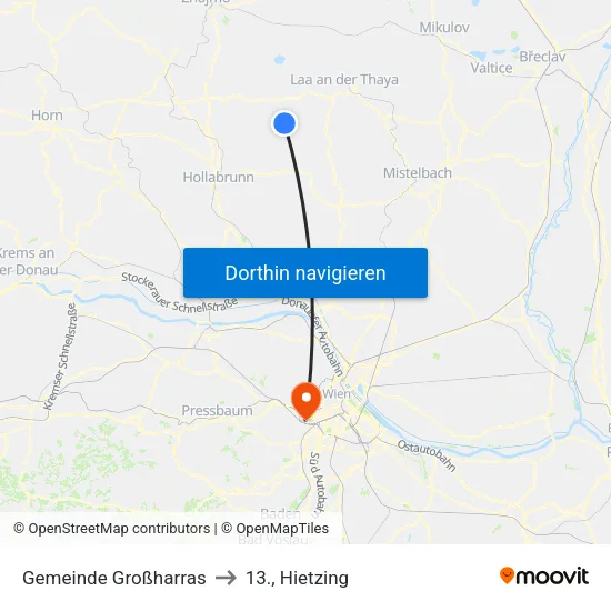 Gemeinde Großharras to 13., Hietzing map