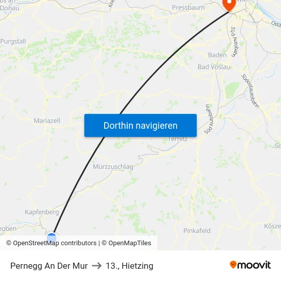Pernegg An Der Mur to 13., Hietzing map