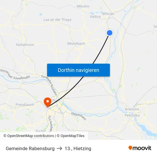 Gemeinde Rabensburg to 13., Hietzing map