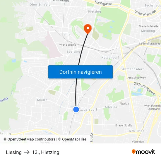 Liesing to 13., Hietzing map