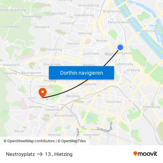 Nestroyplatz to 13., Hietzing map