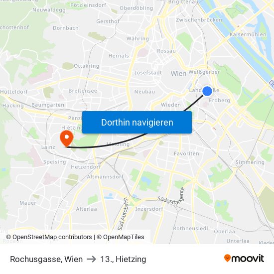 Rochusgasse, Wien to 13., Hietzing map