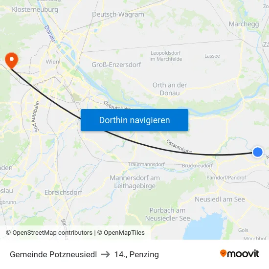 Gemeinde Potzneusiedl to 14., Penzing map