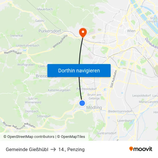 Gemeinde Gießhübl to 14., Penzing map