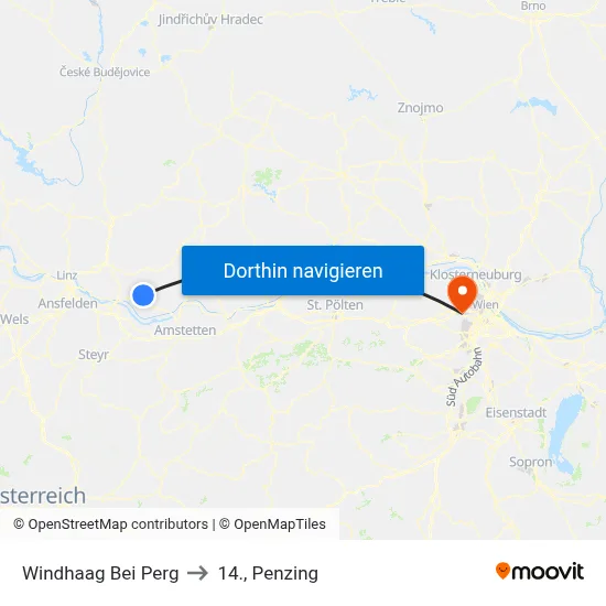 Windhaag Bei Perg to 14., Penzing map