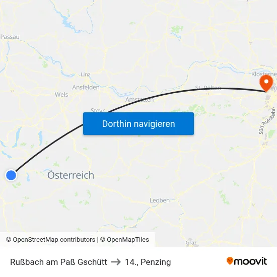 Rußbach am Paß Gschütt to 14., Penzing map