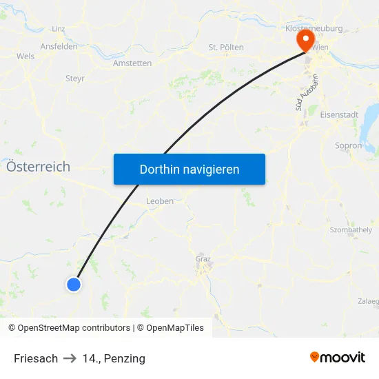 Friesach to 14., Penzing map