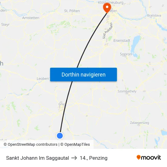Sankt Johann Im Saggautal to 14., Penzing map