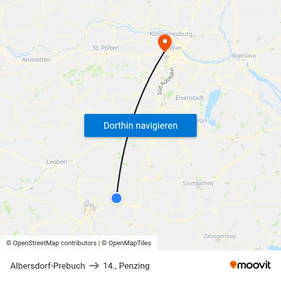 Albersdorf-Prebuch to 14., Penzing map