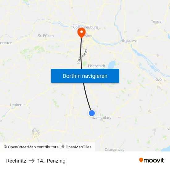 Rechnitz to 14., Penzing map