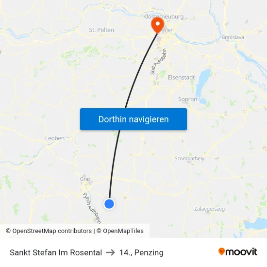 Sankt Stefan Im Rosental to 14., Penzing map