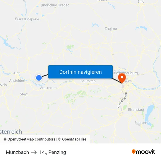 Münzbach to 14., Penzing map