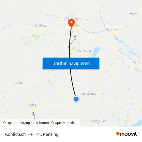 Kohfidisch to 14., Penzing map