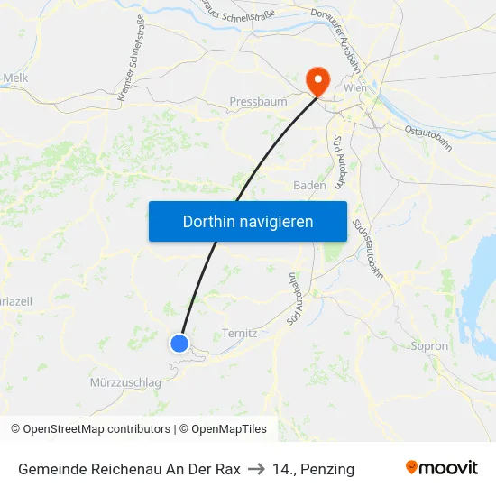 Gemeinde Reichenau An Der Rax to 14., Penzing map