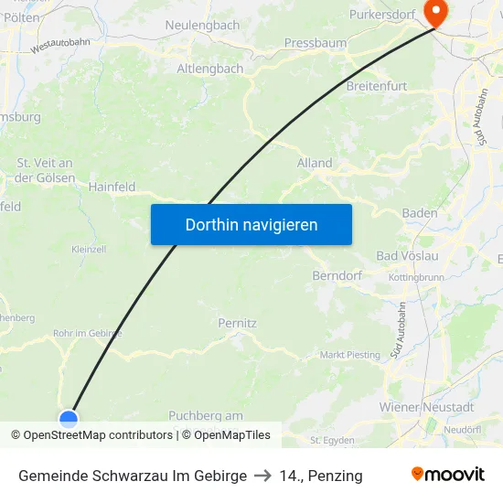 Gemeinde Schwarzau Im Gebirge to 14., Penzing map